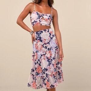 Floating Through Flowers Multi Floral Two-Piece Midi Dress